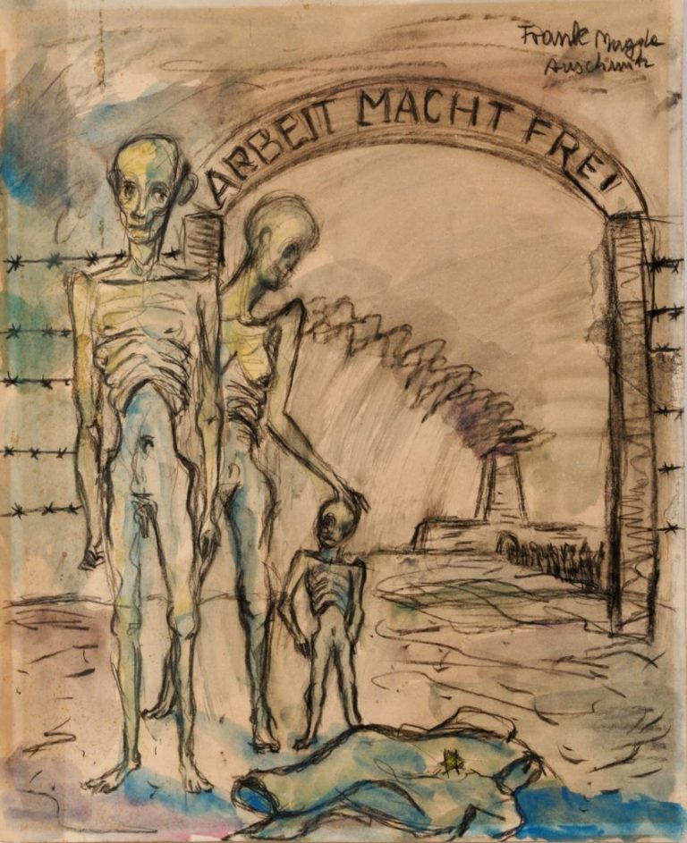 Magda Frank. Auschwitz (c.1946). Tinta sobre papel.